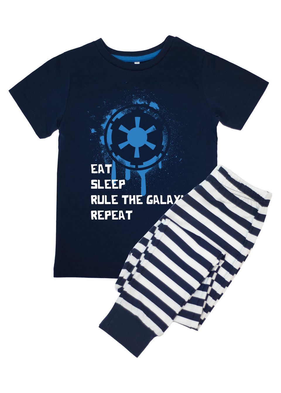 Star Wars Eat Sleep Repeat Kids Navy Stripes Pyjamas (3-8 Years)