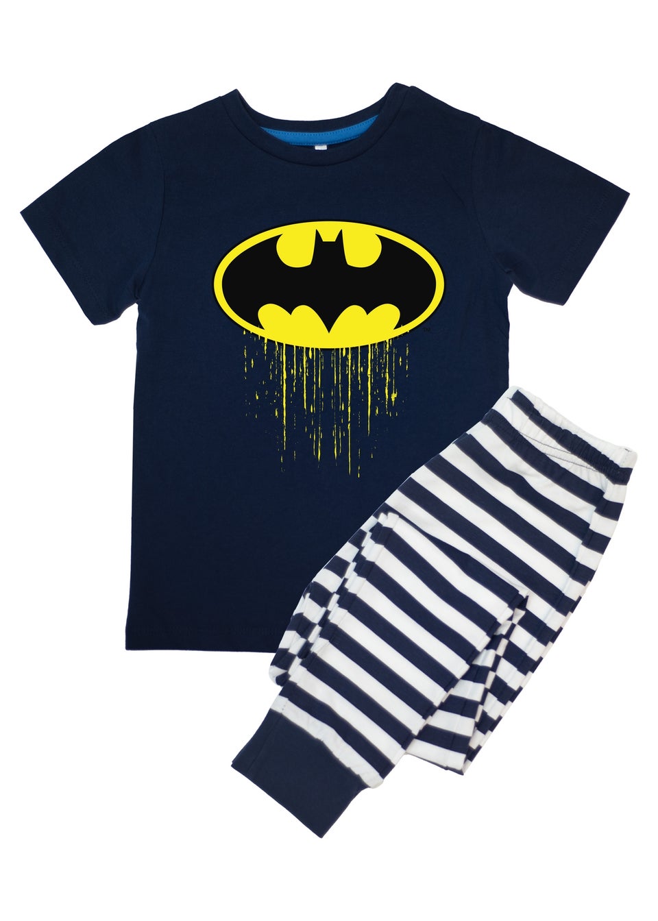 DC Comics Batman Drip Logo Kids Navy Stripes Pyjamas (3-8 Years)