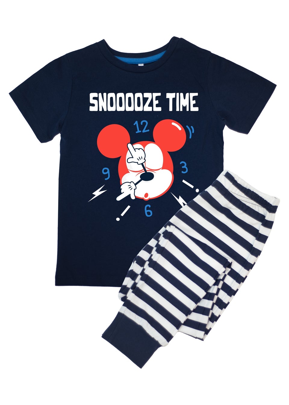 Disney Mickey Mouse Snooze Time Kids Navy Stripes Pyjamas (3-8 Years)