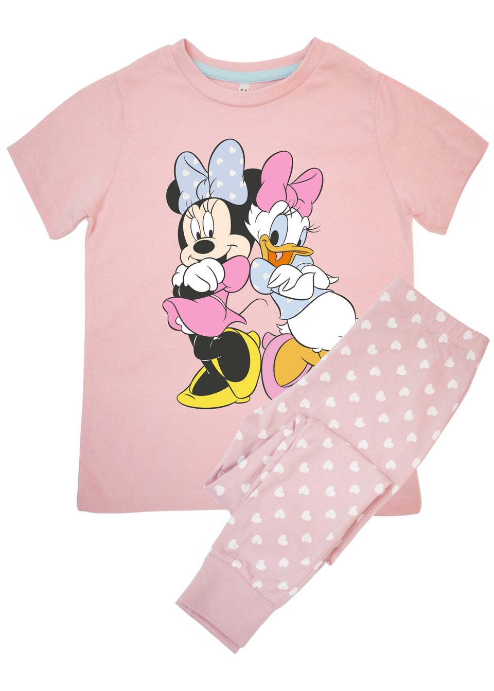 Disney Minnie Mouse With Daisy Pose Kids Baby Pink Hearts Pyjamas (3-8 Years)
