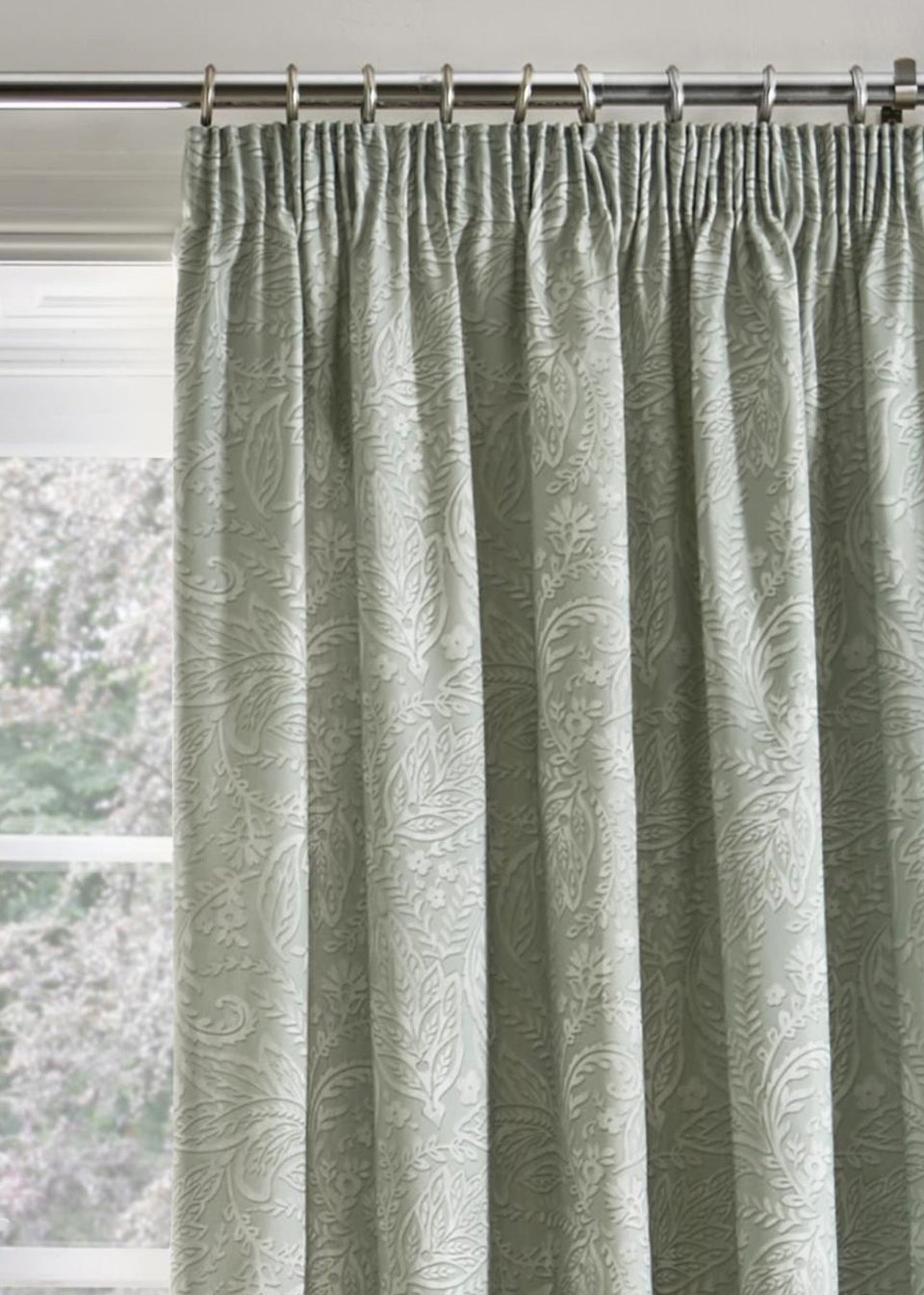 Dreams & Drapes Aveline Green Pencil Pleat Curtains With Tie-Backs