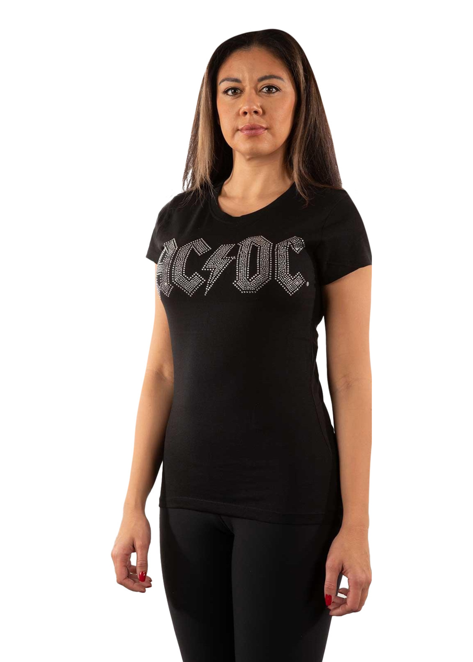 AC/DC Black Diamante Logo T-Shirt