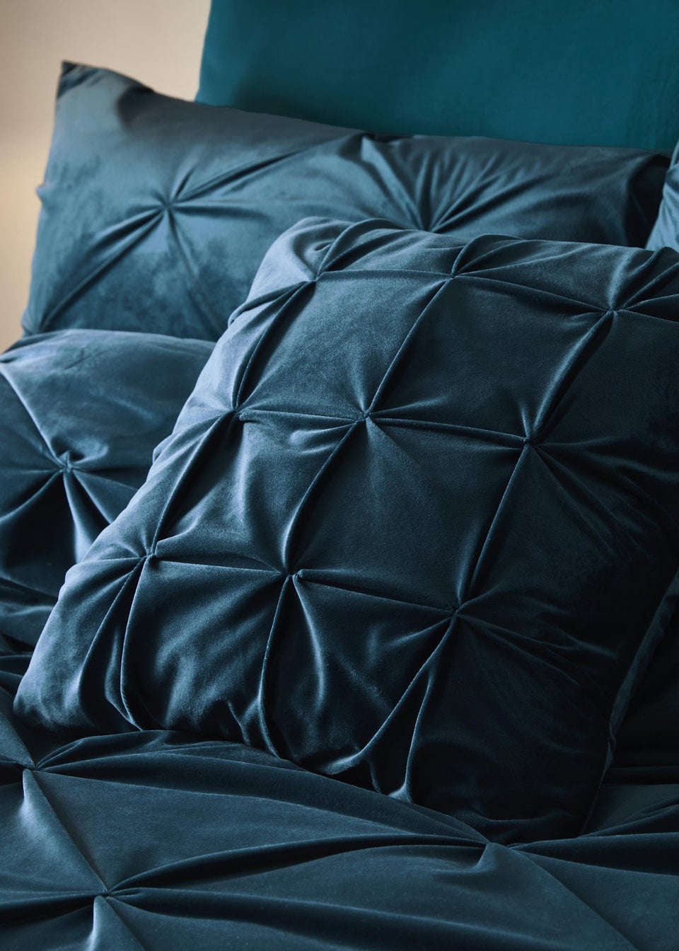 Soiree Mira Velvet Blue Filled Cushion (43cm x 43cm)