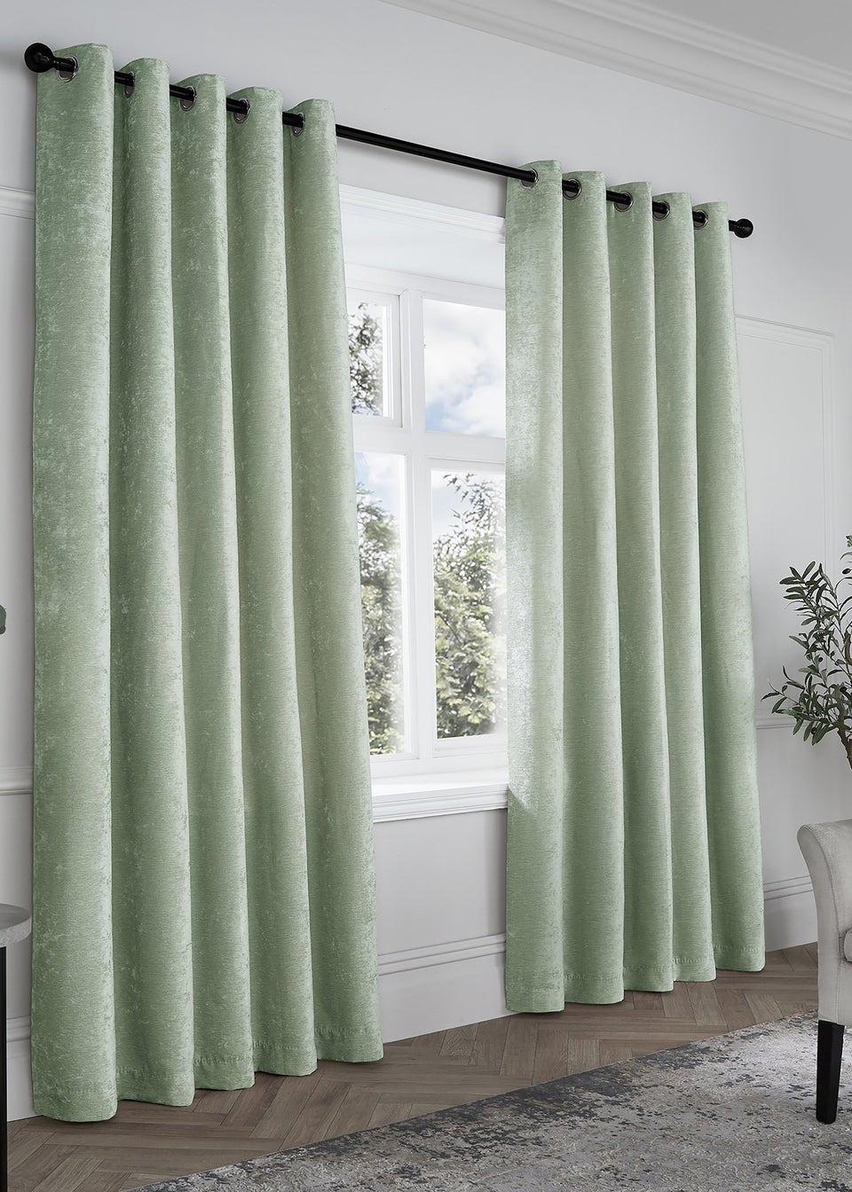 Curtina Textured Chenille Eyelet Curtains