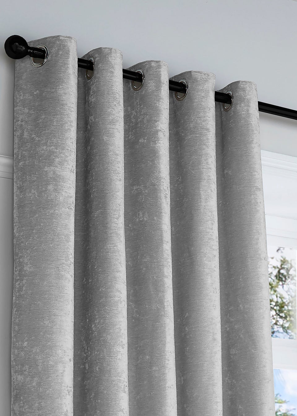 Curtina Textured Chenille Grey Eyelet Curtains