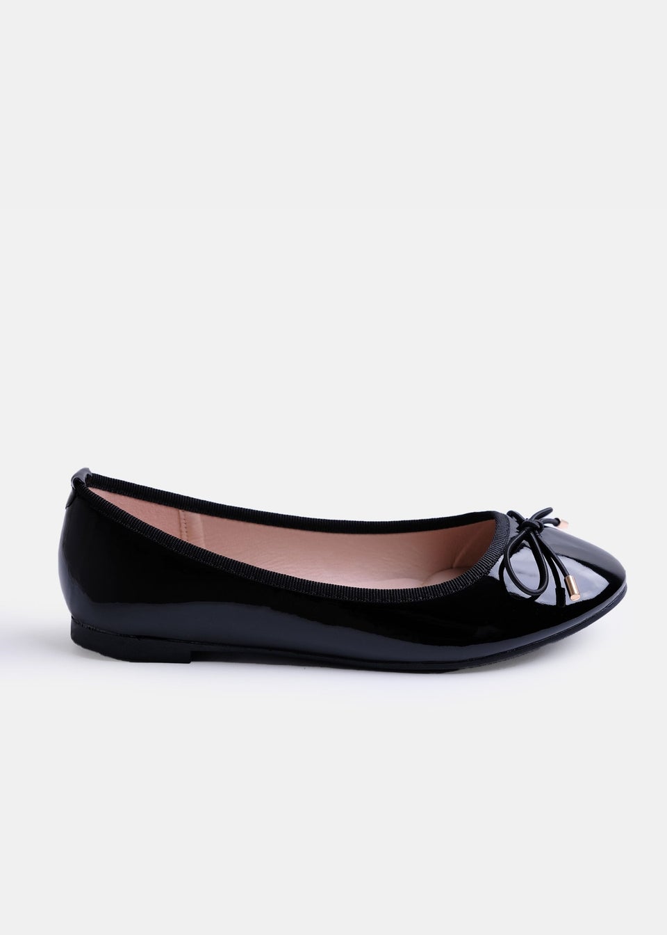 Where's That From Black Tallulah Wide Fit Patent Flat Pumps