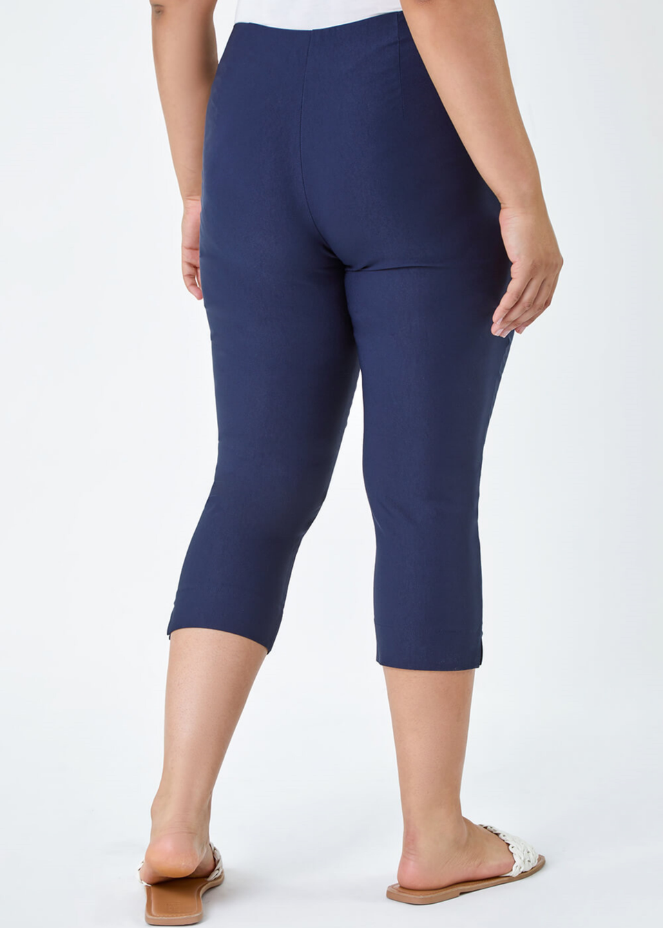 Roman Navy Blue Curve Cropped Stretch Trouser