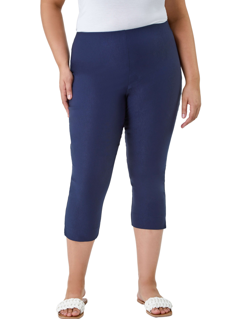 Roman Navy Blue Curve Cropped Stretch Trouser