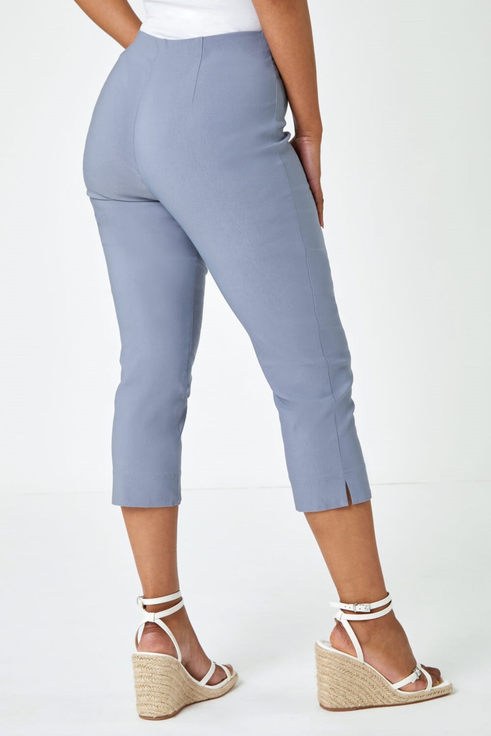 Roman Light Grey Petite Cropped Stretch Trouser