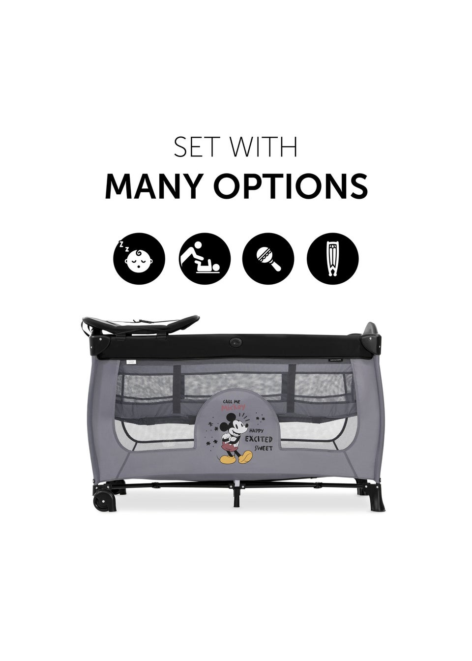 Hauck Mickey Mouse Grey Sleep N Play Center Travel Cot