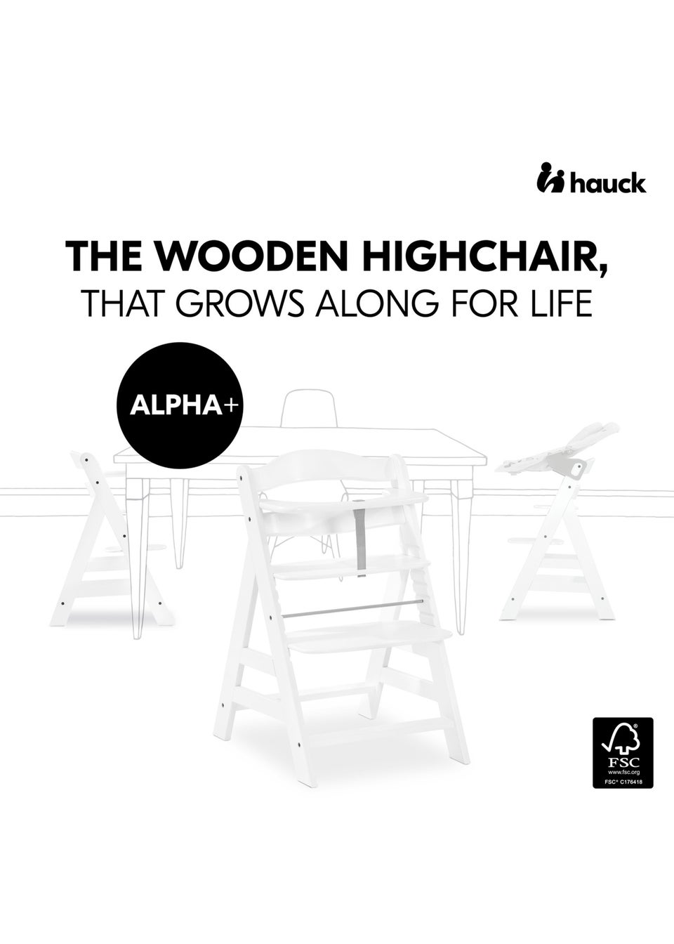 Hauck White Alpha+ Wooden Highchair