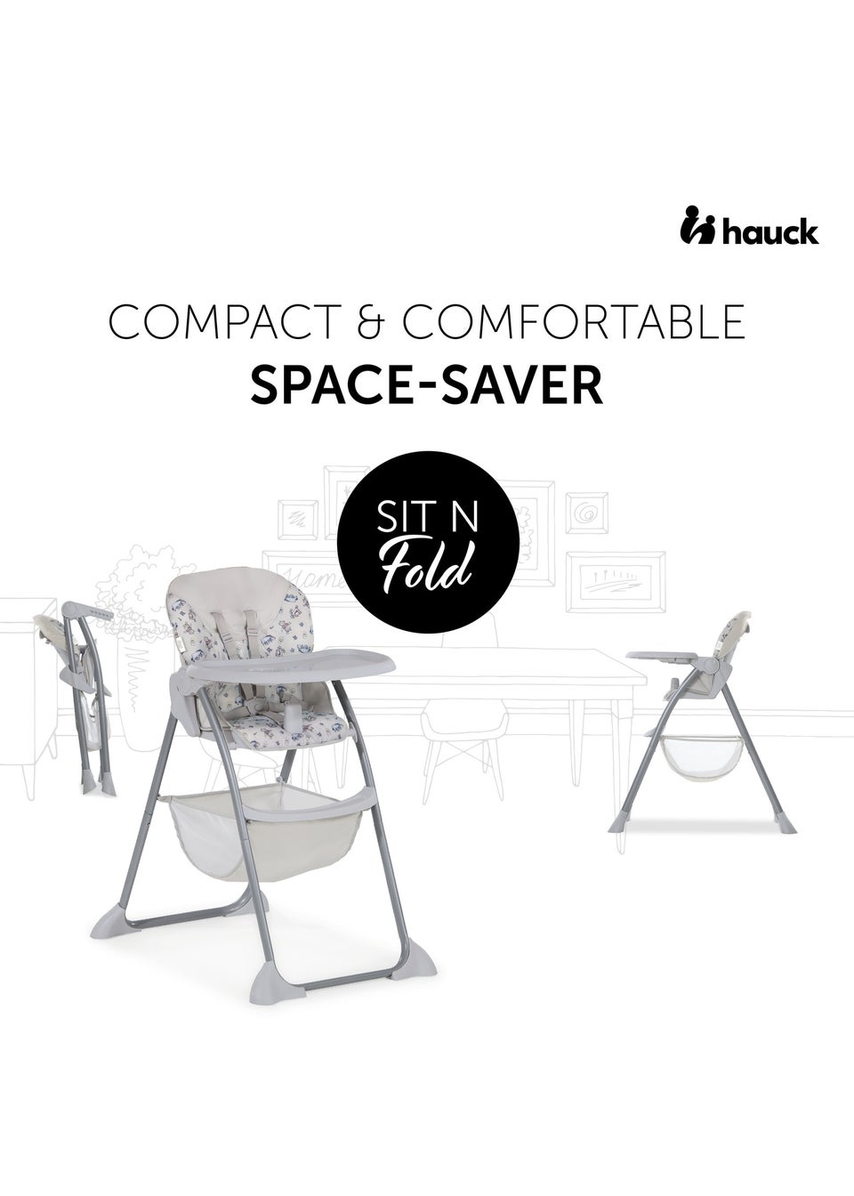 Hauck Mickey Mouse Grey Sit N Fold Highchair
