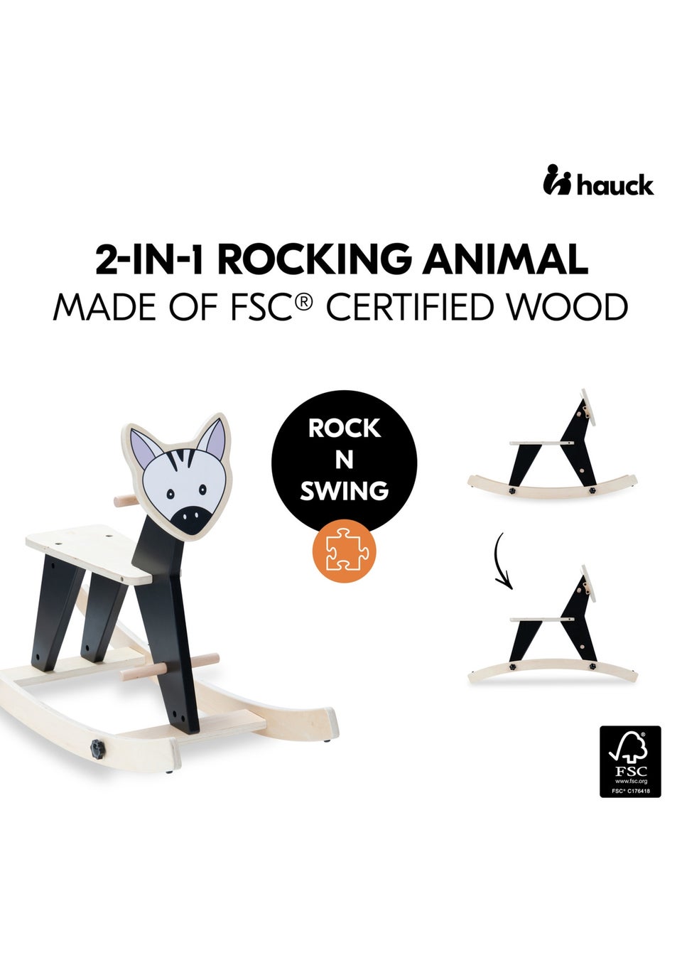 Hauck Zebra Rock N Swing Wooden Rocker