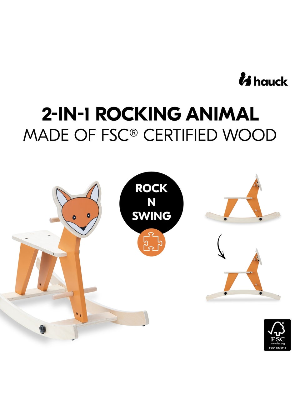 Hauck Fox Rock N Swing Wooden Rocker Matalan
