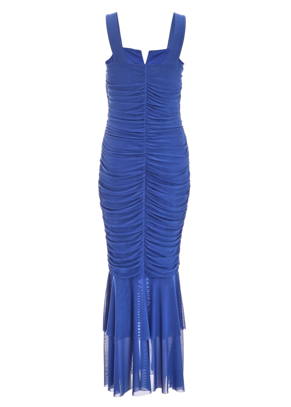 Quiz Blue Mesh Frill Hem Midaxi Dress