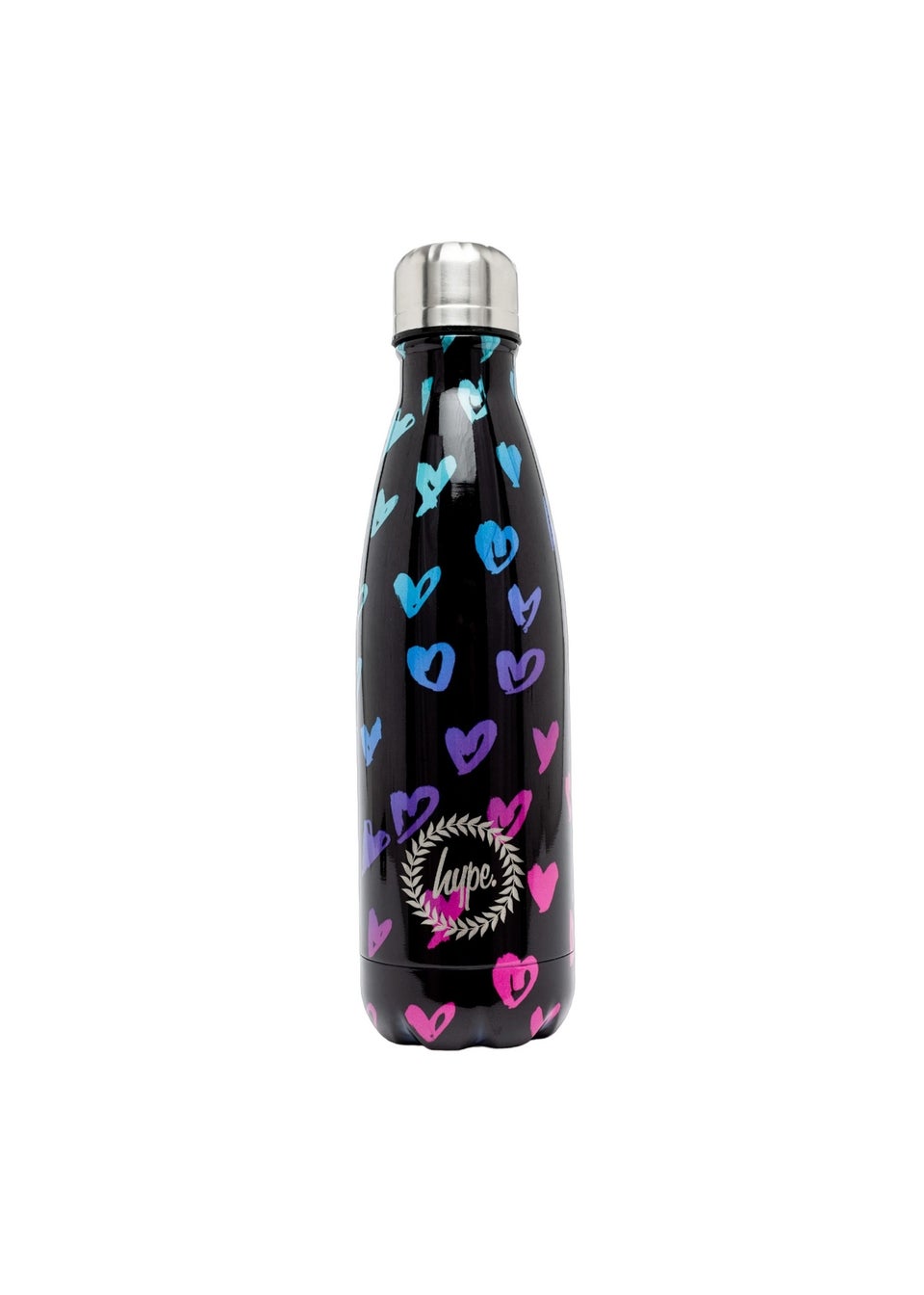 Hype Black Scribble Heart Crest Water Bottle