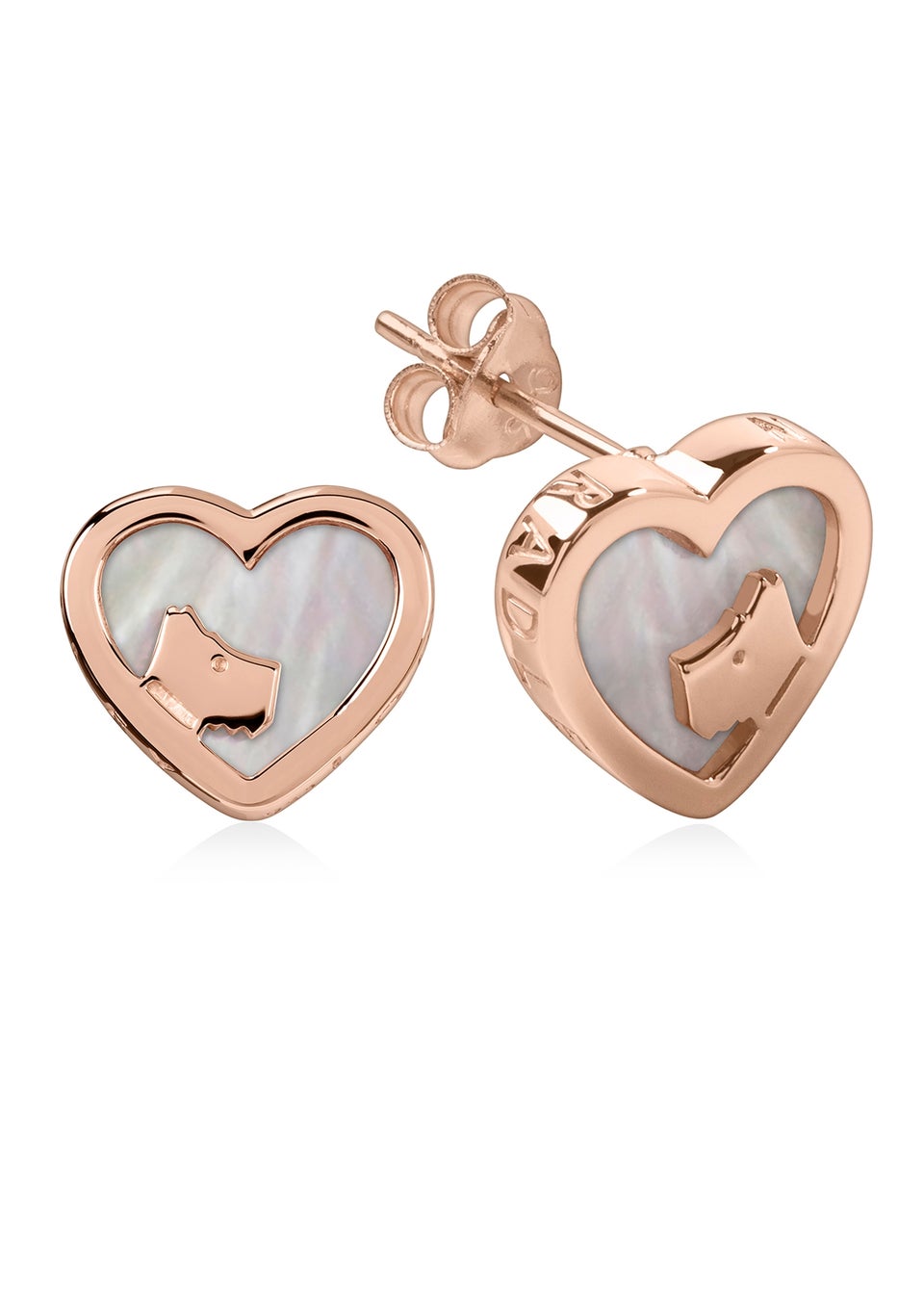 Radley London Silver Sterling Mother of Pearl Heart Shaped Studs