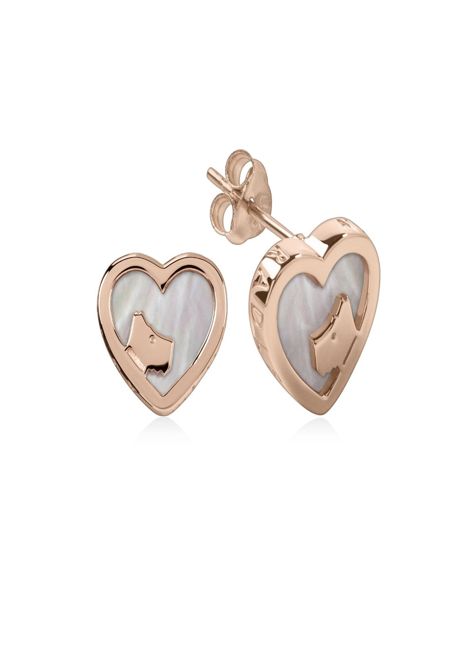 Radley London Silver Sterling Mother of Pearl Heart Shaped Studs