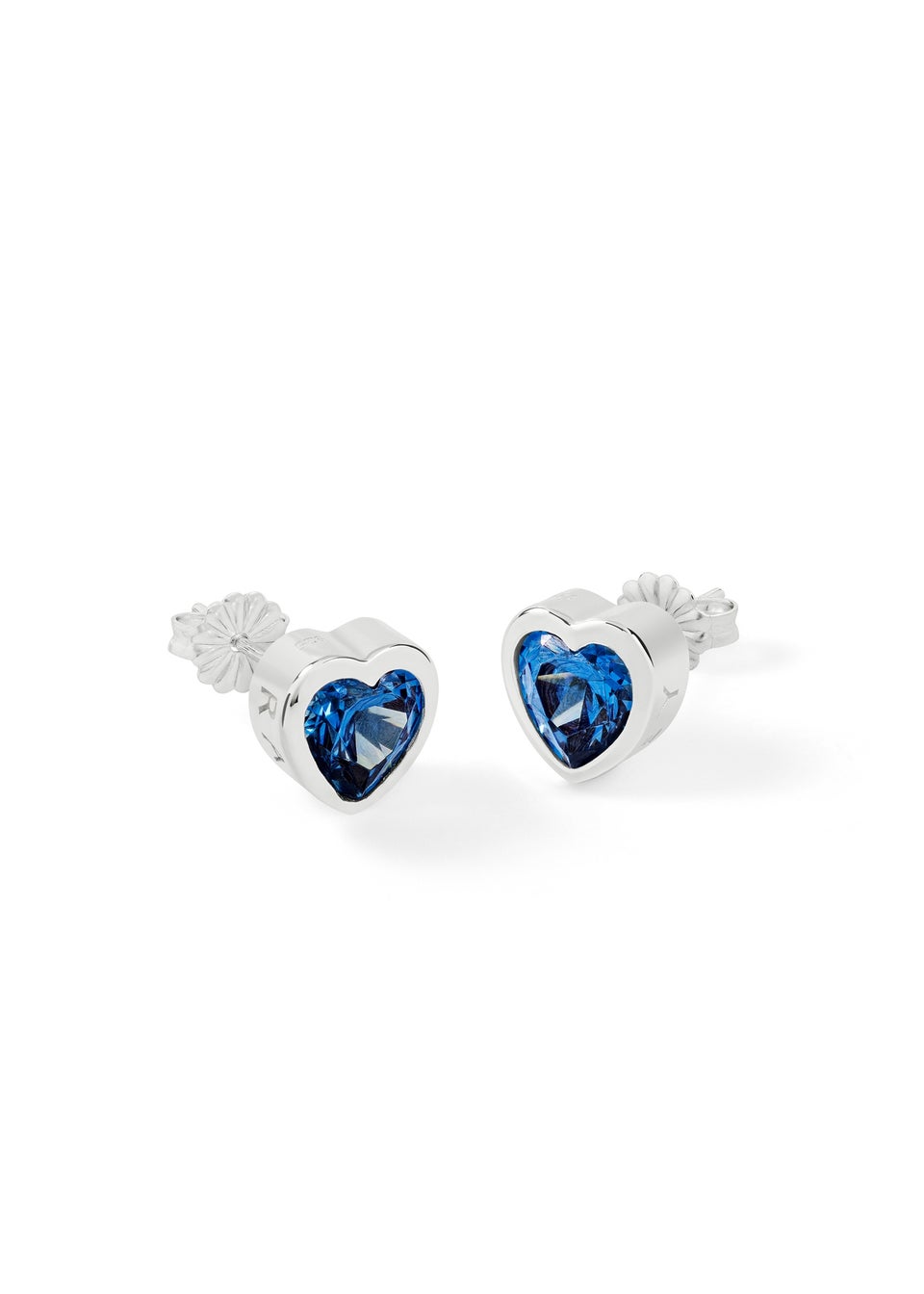 Radley London Silver Sterling Blue Stone Heart Stud Earrings