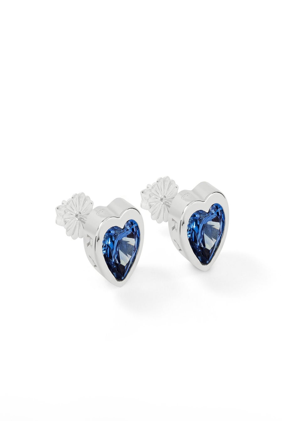 Radley London Silver Sterling Blue Stone Heart Stud Earrings