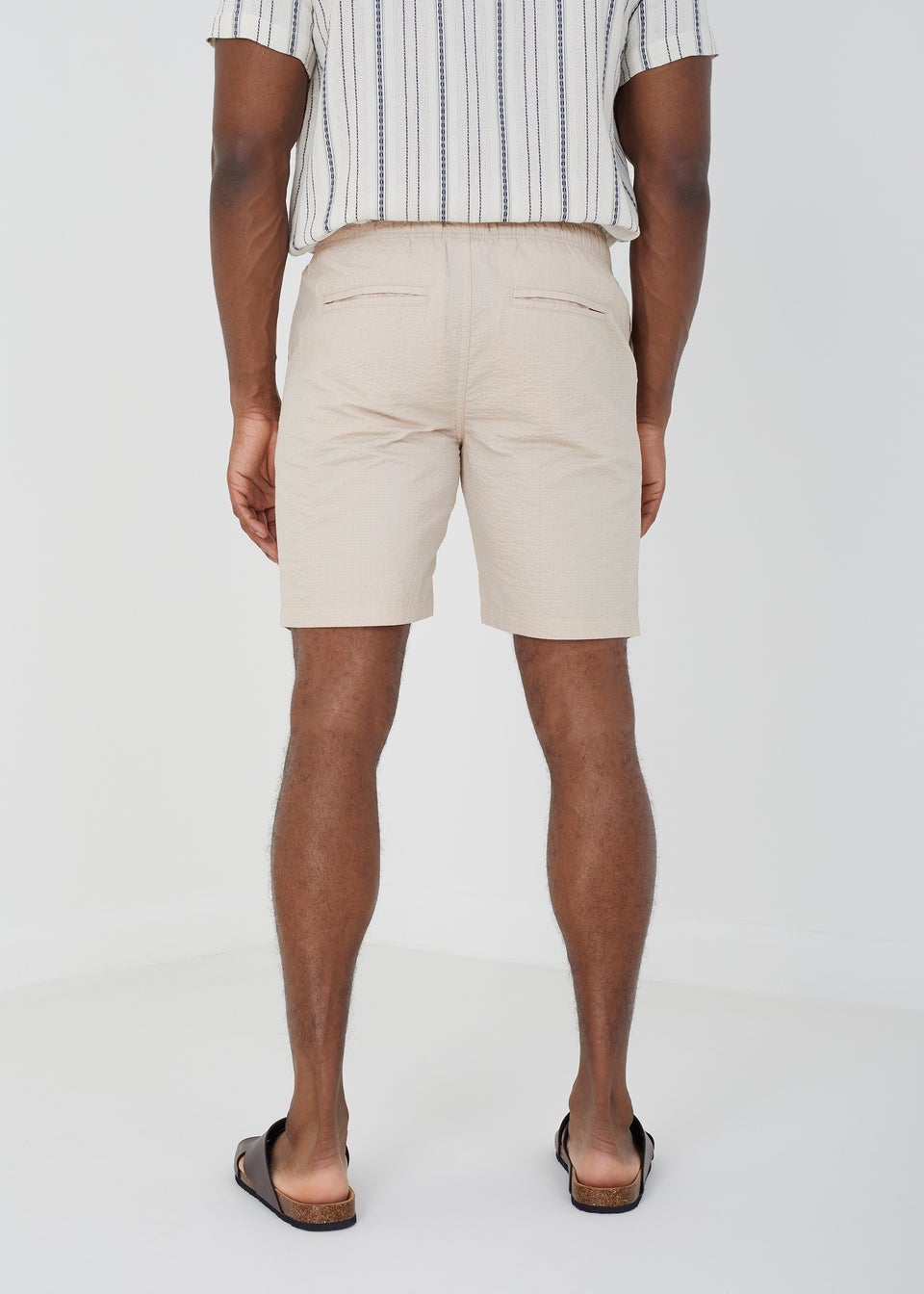 Brave Soul Stone Rafferty Cotton Seersucker Shorts