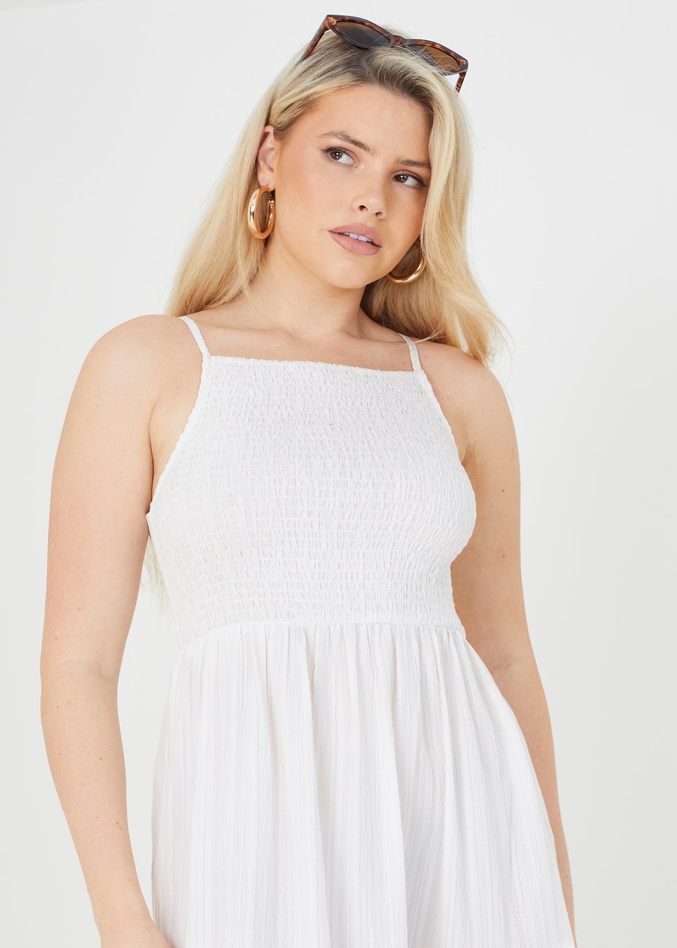 Brave Soul White Mia Tiered Maxi Dress