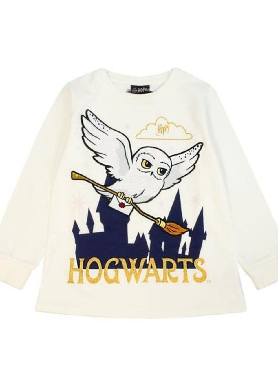 Harry Potter Kids White/Navy Hedwig Fleece Long Pyjama Set (5-14yrs)