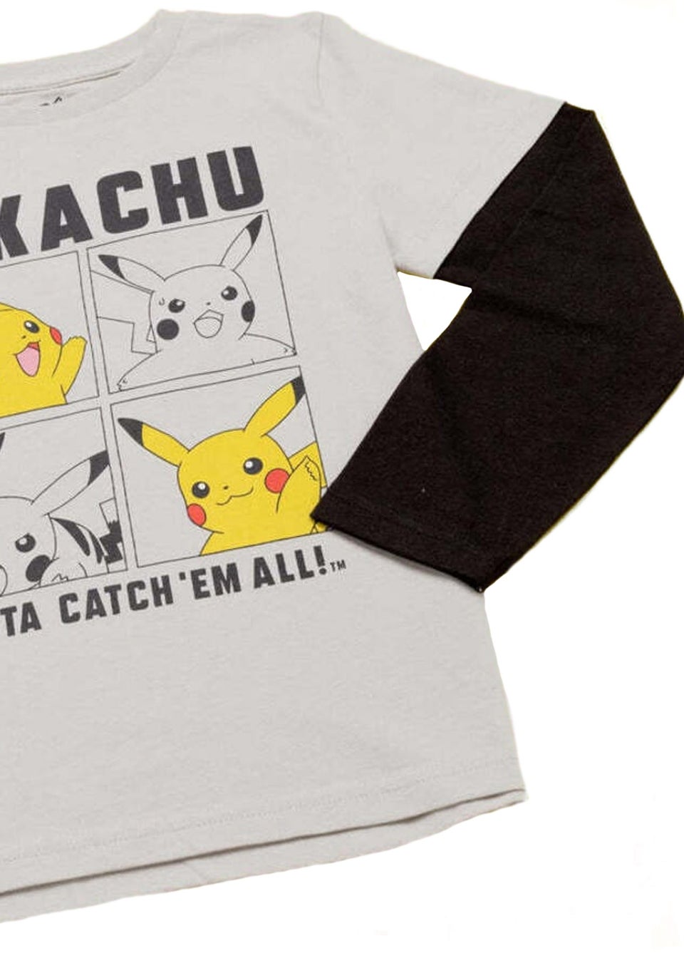 Pokemon Kids Grey Pikachu Long-Sleeved Skater Top (4-14yrs)