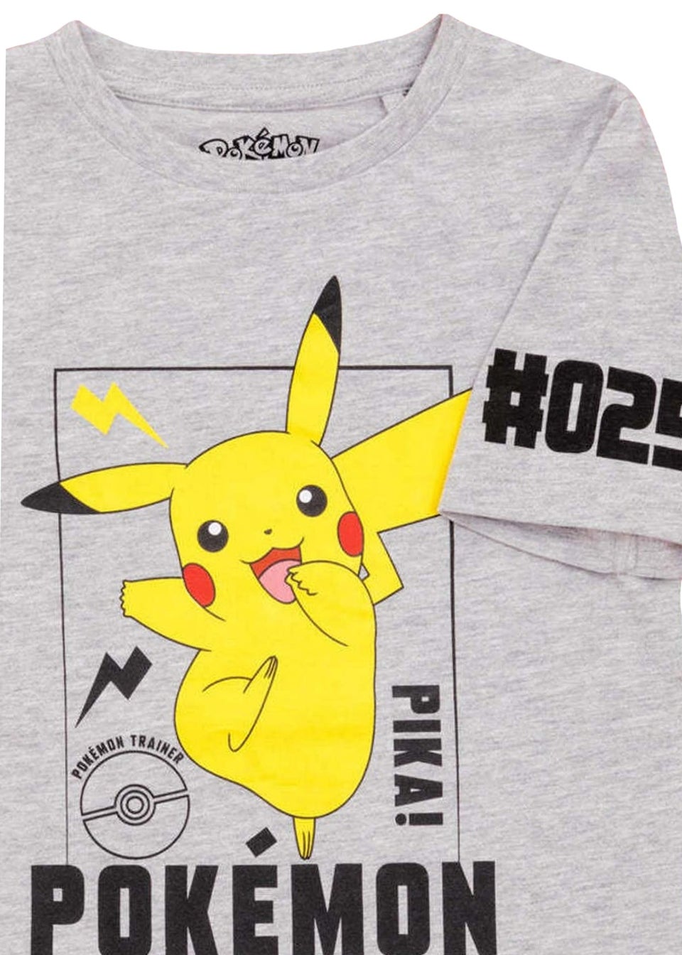 Pokemon Kids Grey Pikachu T-Shirt (4-14yrs)