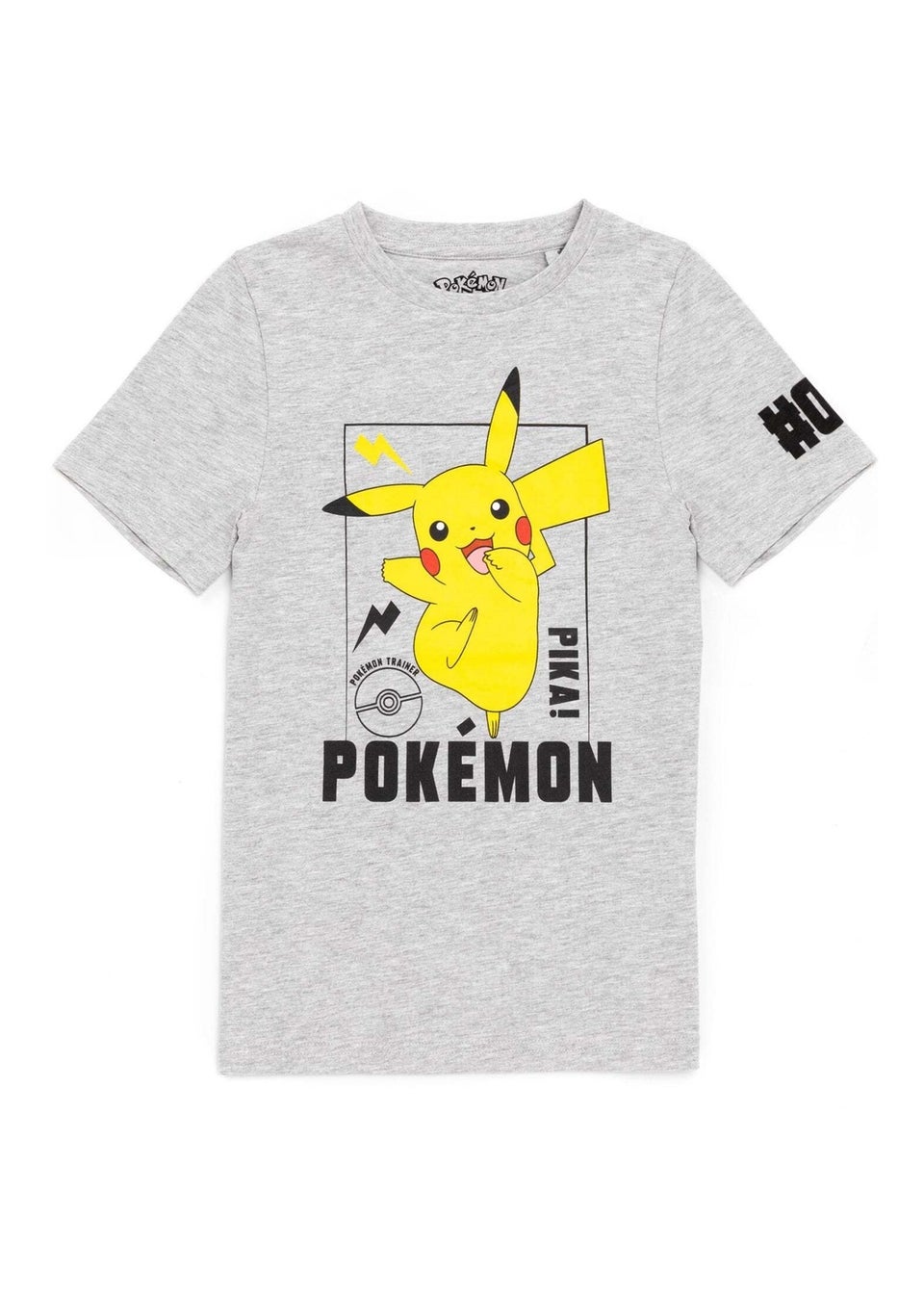 Pokemon Kids Grey Pikachu T-Shirt (4-14yrs)