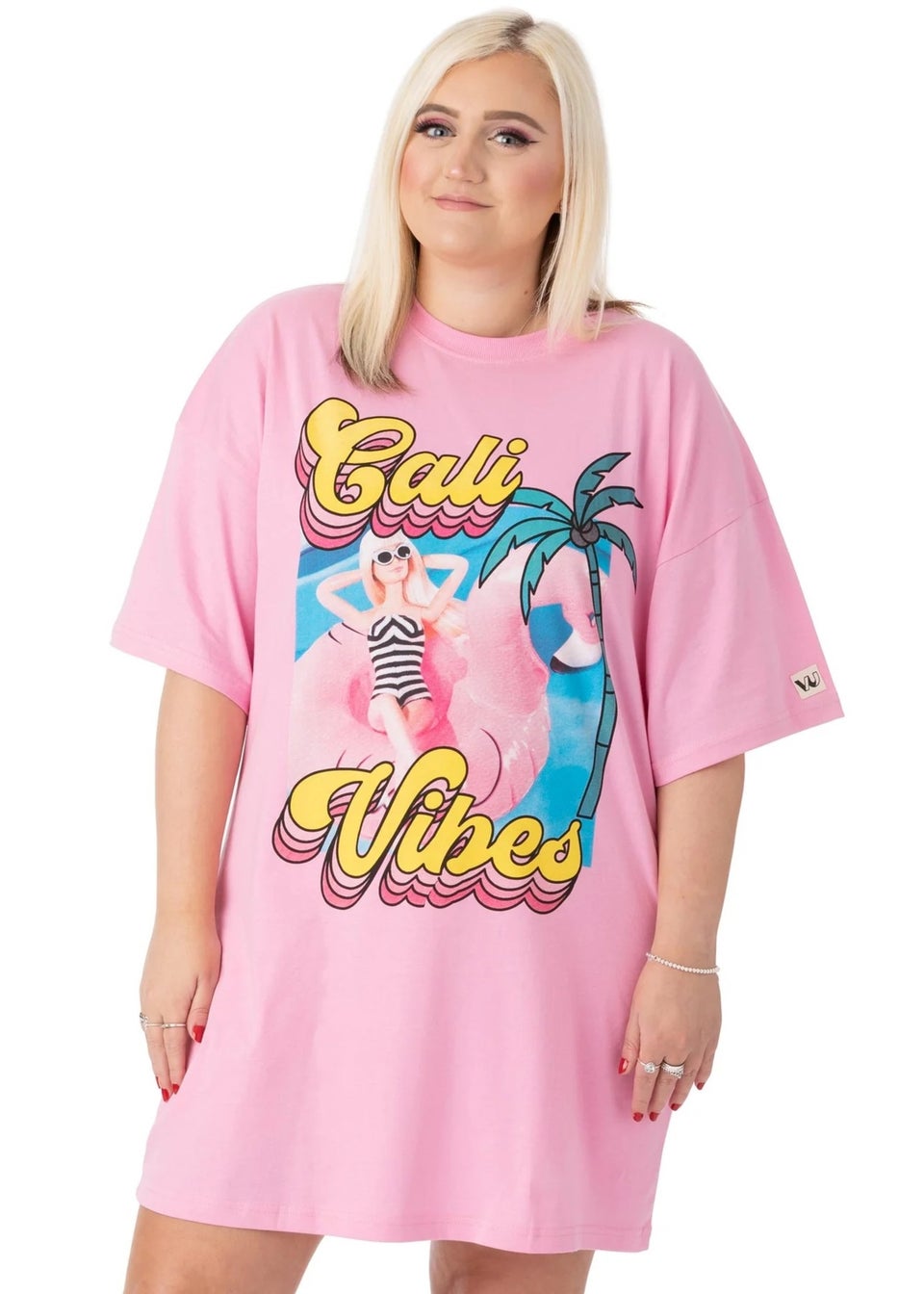 Barbie Pastel Pink Cali Vibes Oversized T-Shirt Dress