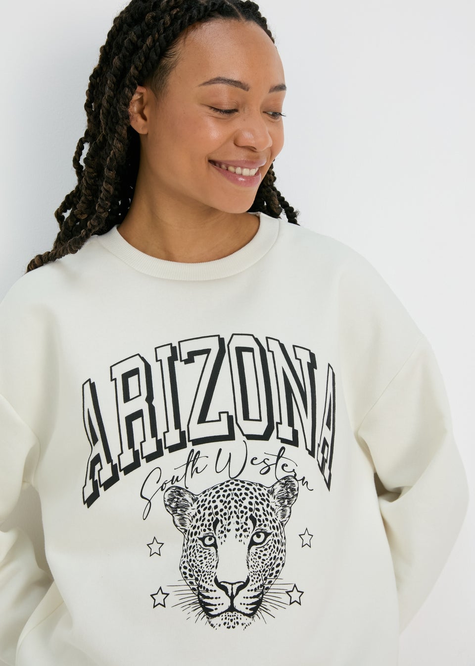 Cream Leopard Graphic Sweatshirt