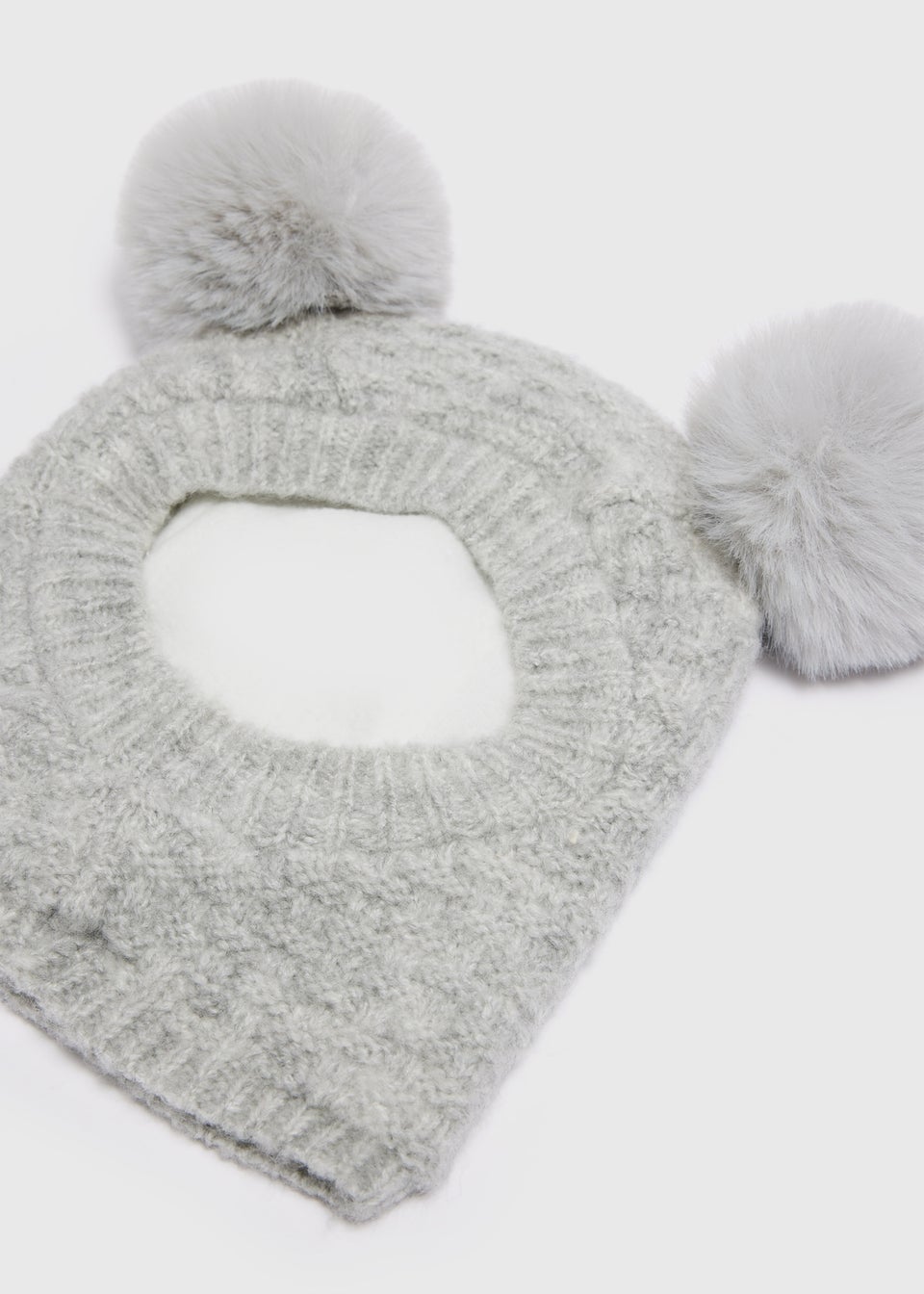 Baby Grey Pom Balaclava (Newborn-24mths)