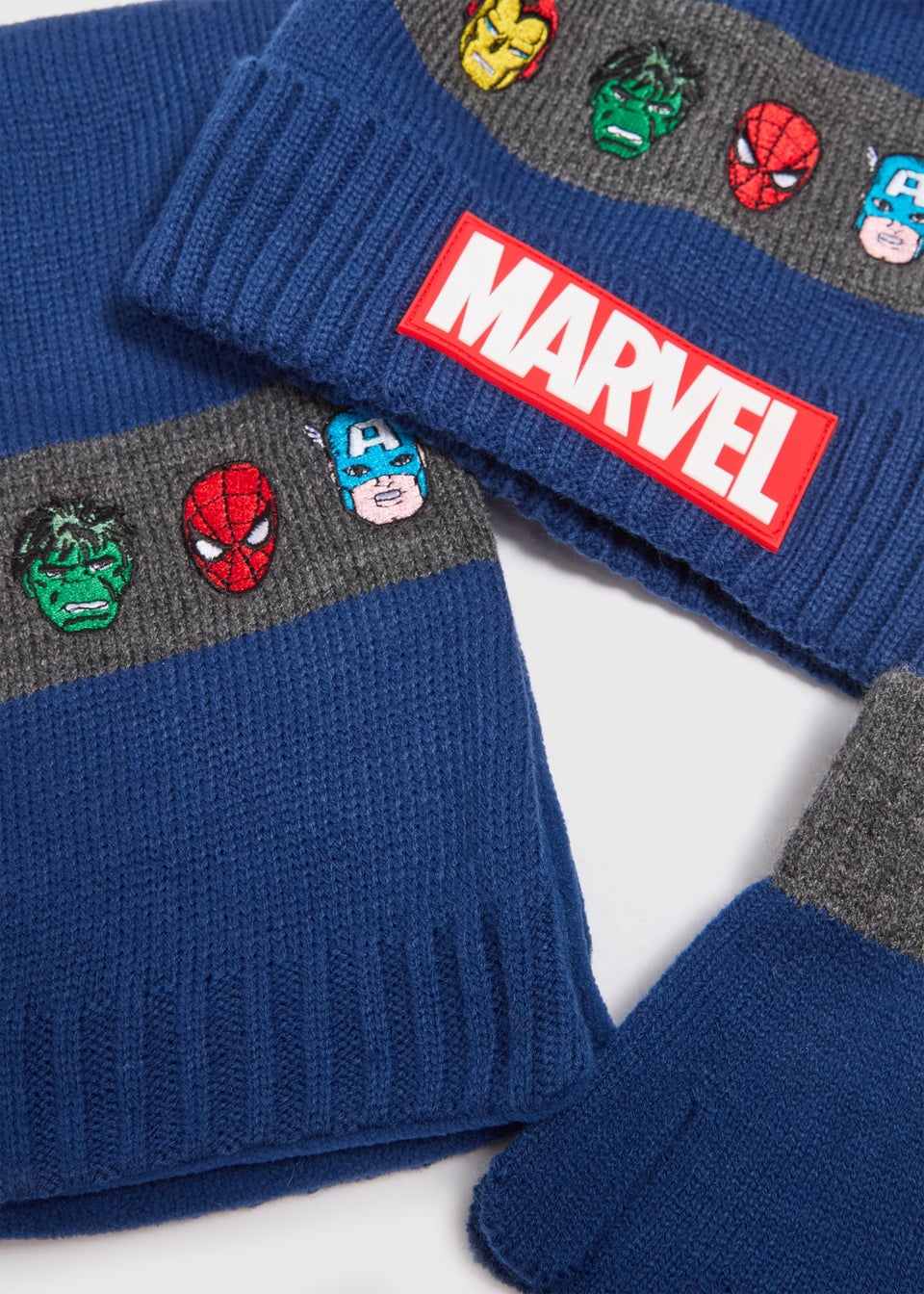 Marvel 3 Piece Kids Navy Hat & Scarf Set (3-10yrs)