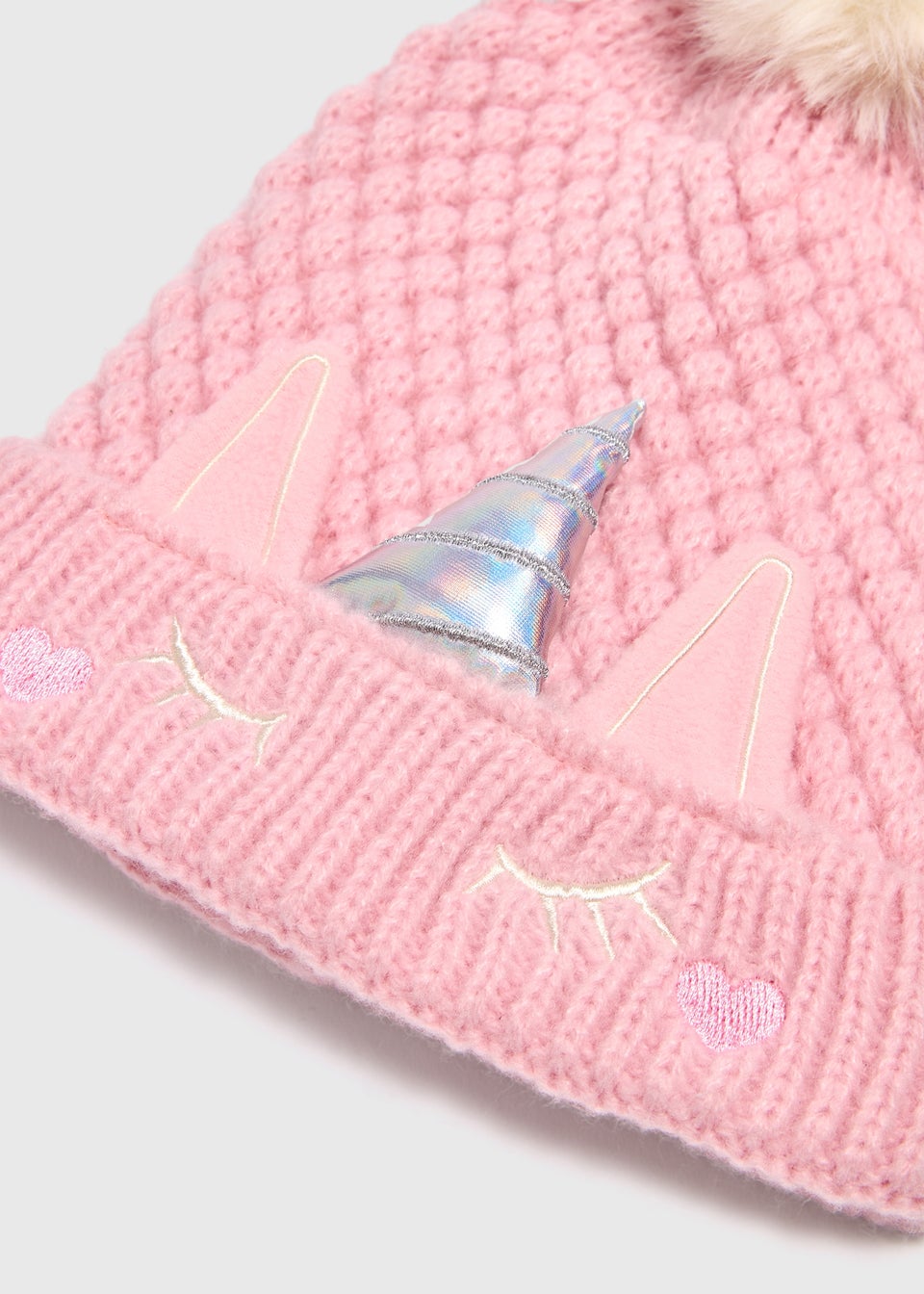 Girls Pink Unicorn Beanie (3-10yrs)