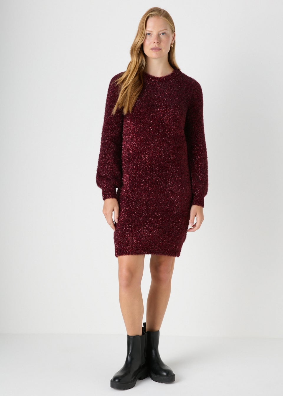 Burgundy Tinsel Knitted Tunic