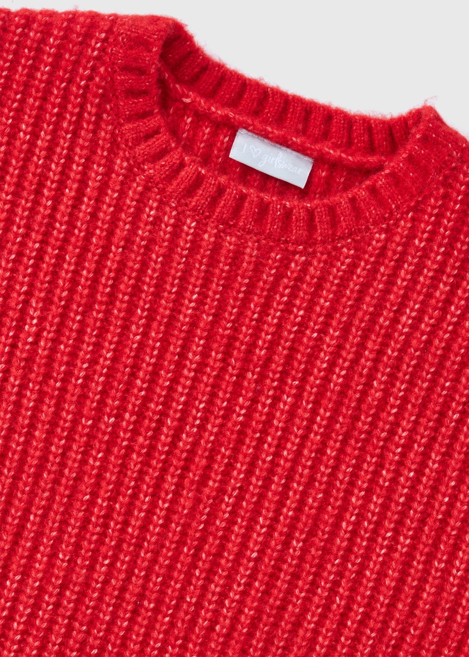 Girls Red Ribbed Crew Neck Jumper (7-15yrs)