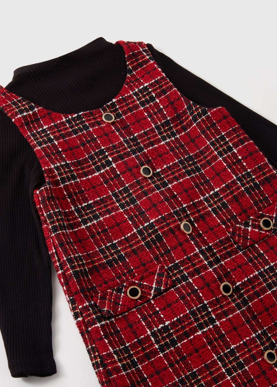 Red check pinafore sale
