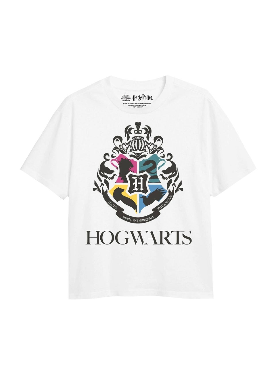 Harry Potter Kids White Hogwarts Houses T-Shirt (7-13yrs)