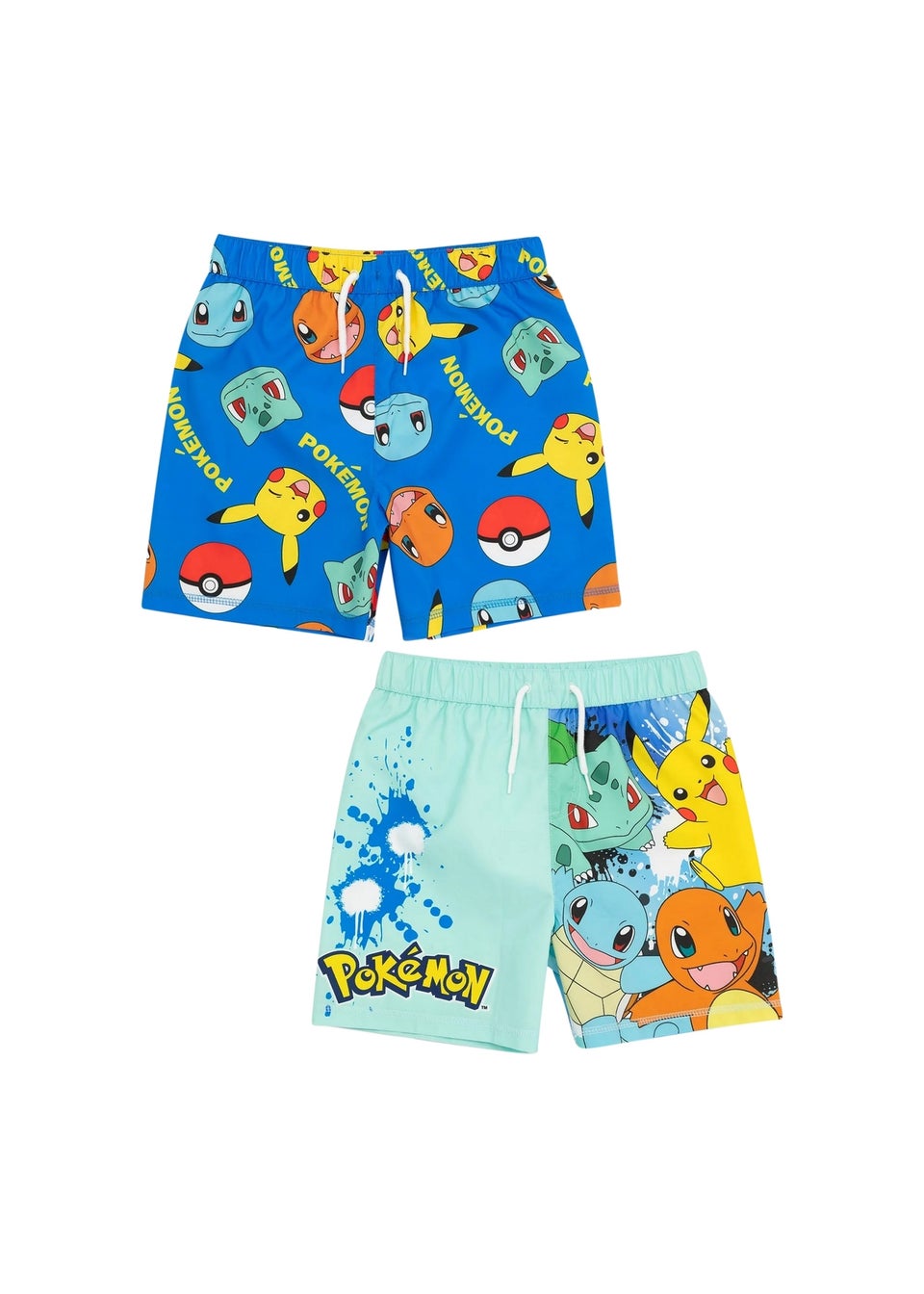 Pokemon Kids Light Blue Swim Shorts (Pack of 2) (3-12yrs)