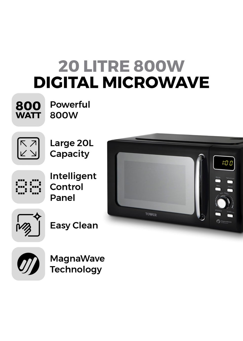 Tower 800W Digital Microwave (20L)