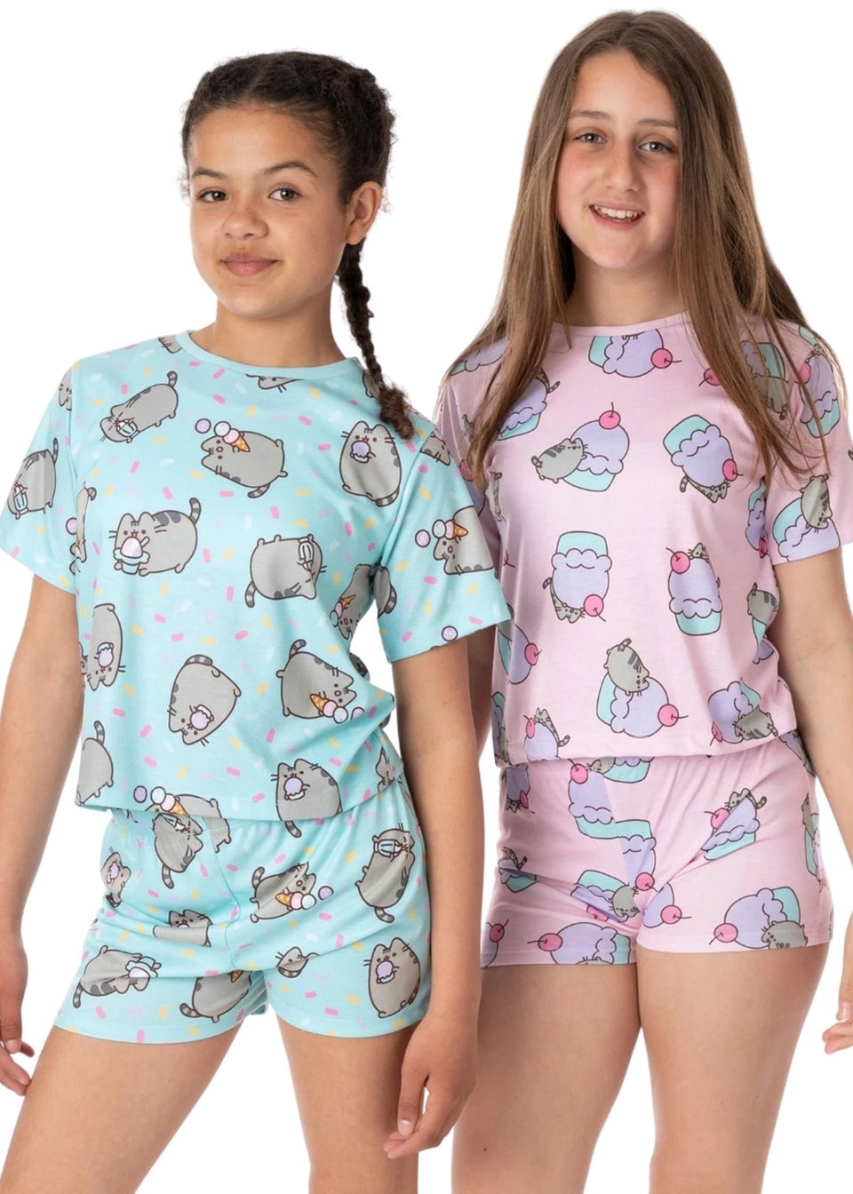 Pusheen Kids Light Blue Cat Short Pyjama Set (Pack of 2) (9-14yrs)