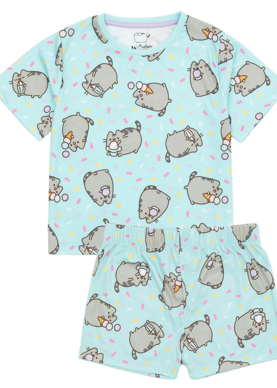 Pusheen Kids Light Blue Cat Short Pyjama Set (Pack of 2) (9-14yrs)