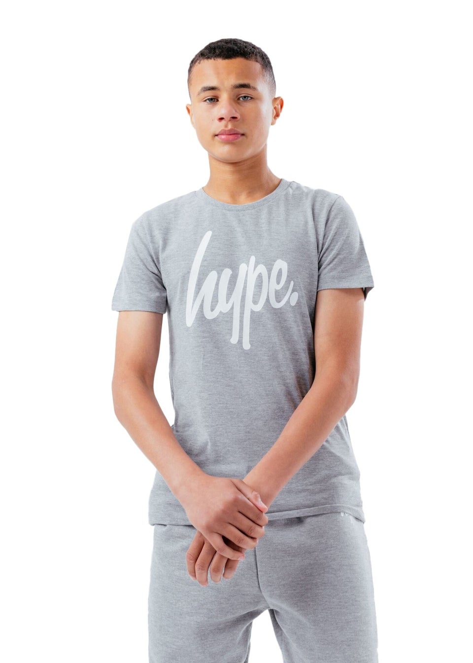 Hype Kids Grey Script Marl T-Shirt (3-16yrs)