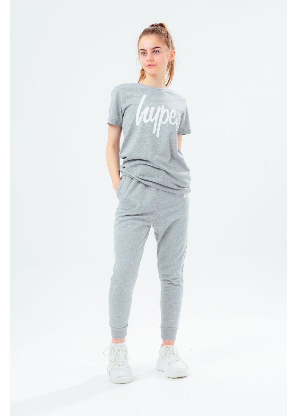 Hype Kids Grey Script Marl T-Shirt (3-16yrs)