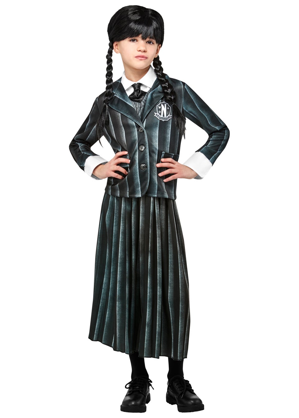 Rubies Kids Addams School Uniform Fancy Dress Costume (7-10 yrs)