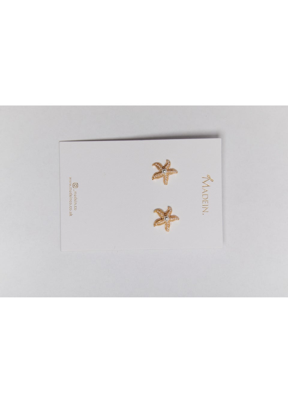 Madein Pearl Embellished Gold Starfish Earrings