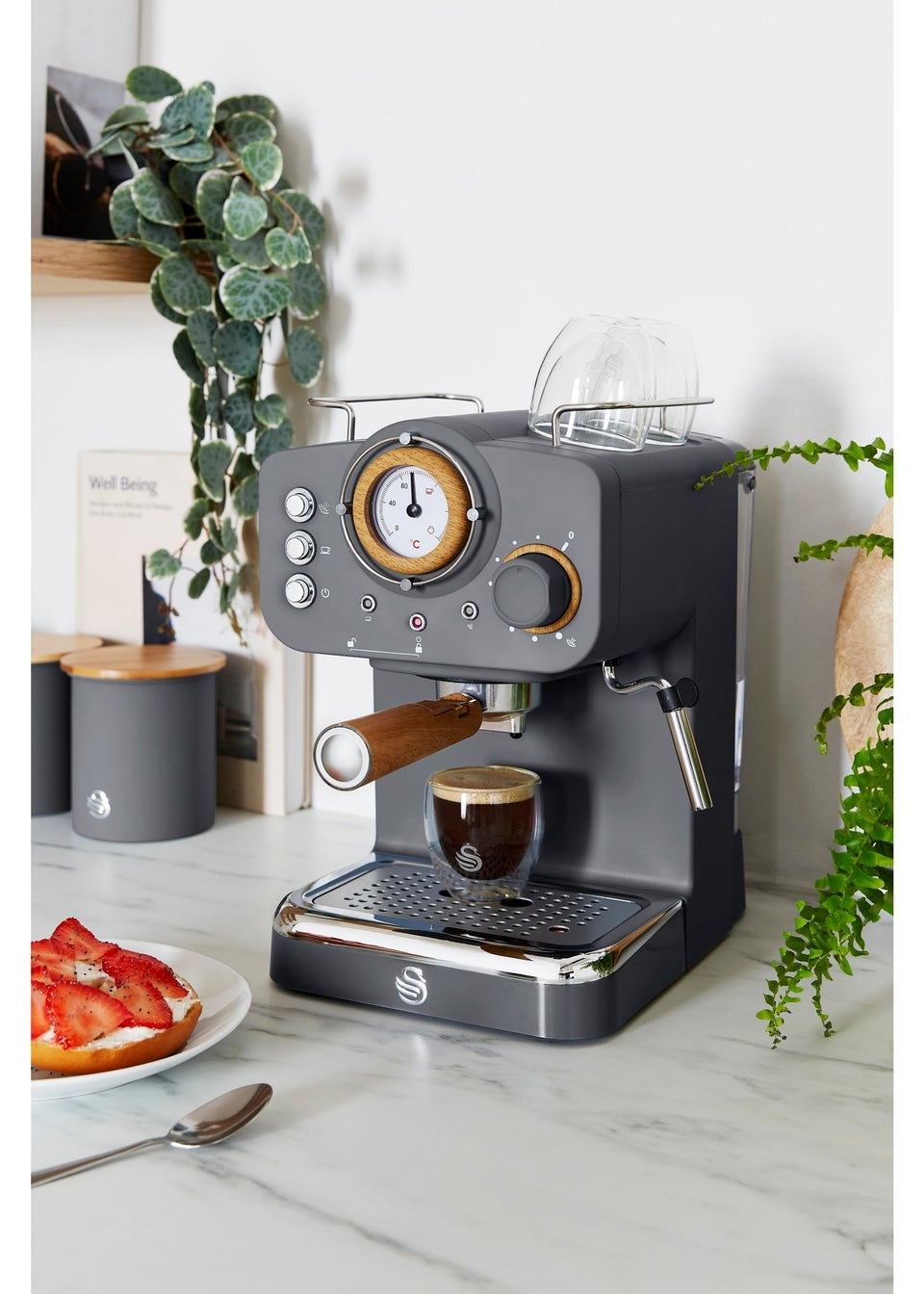 Swan Nordic Grey Espresso Coffee Machine Matalan