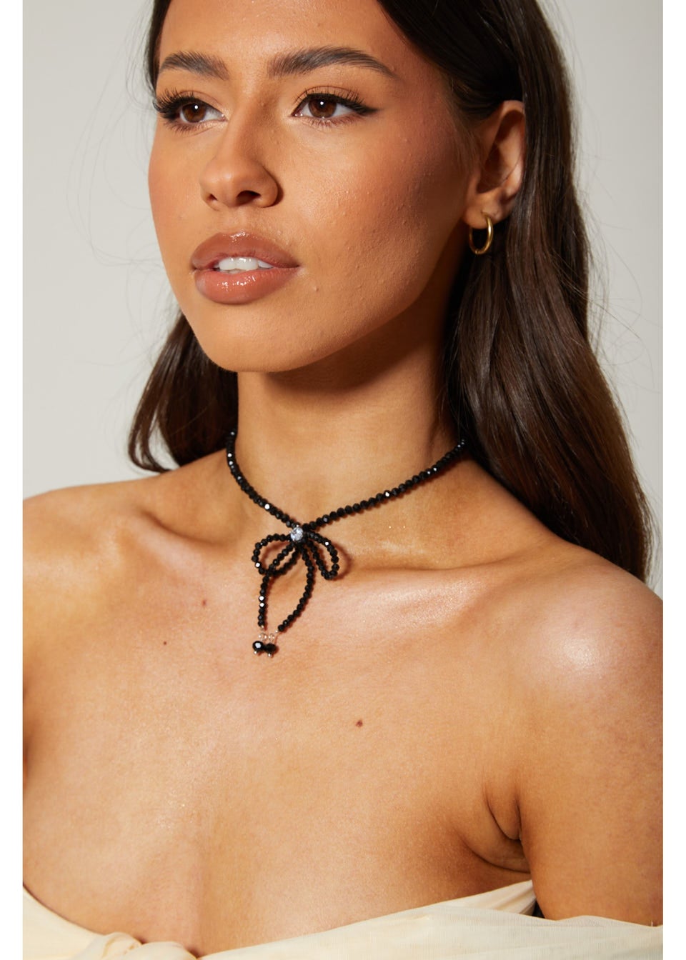 Madein Black Bow Beaded Necklace