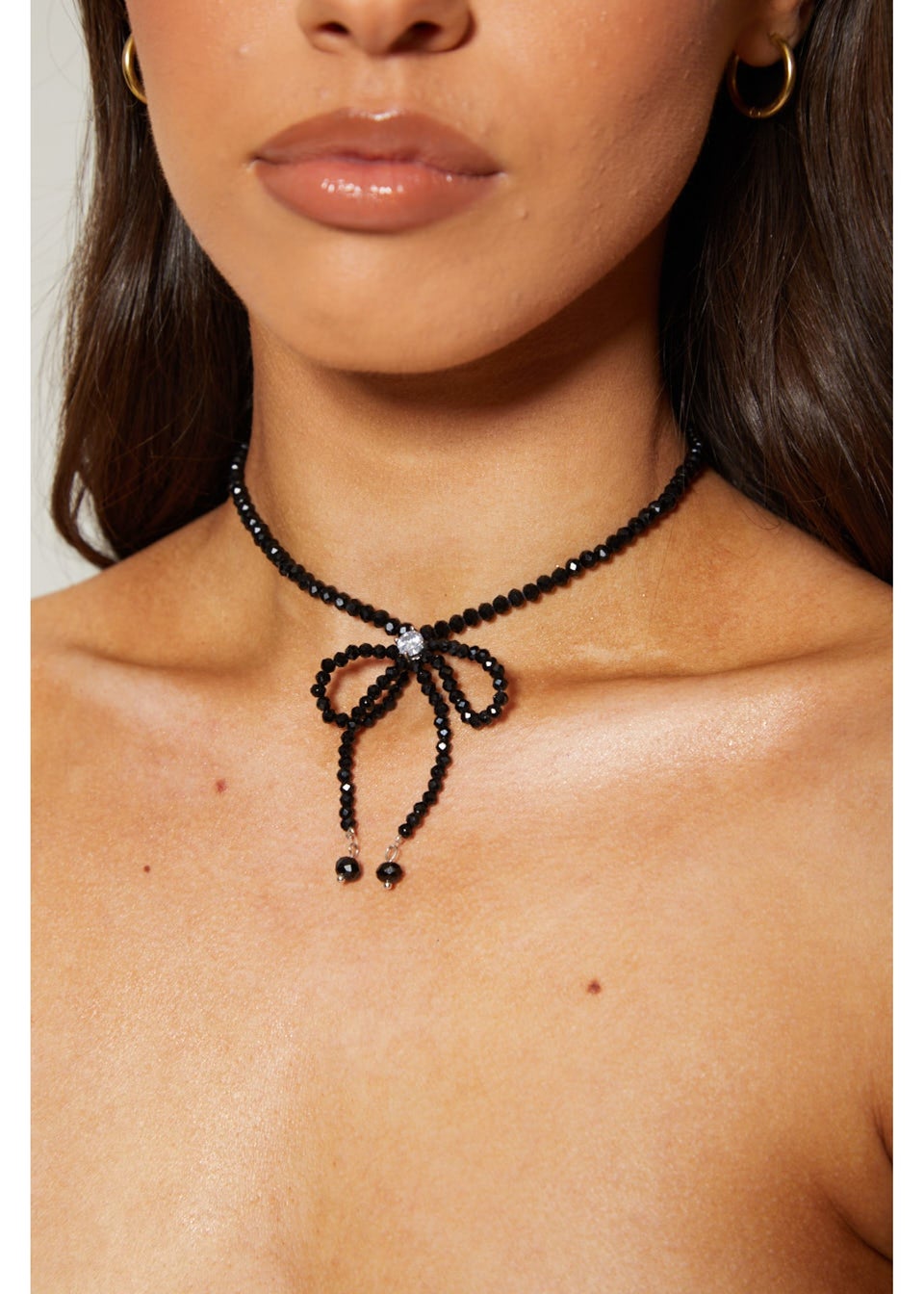 Madein Black Bow Beaded Necklace